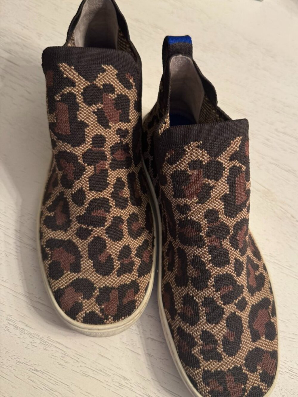 Rothy's The Chelsea Wildcat High Top Knit Sneakers Leopard Print size 10 - Picture 4 of 6